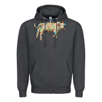 Smoke Charolais bull with christmas lights Zipper Hoodie - RanaPortraitStore