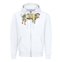 White Charolais bull with christmas lights Zipper Hoodie - RanaPortraitStore
