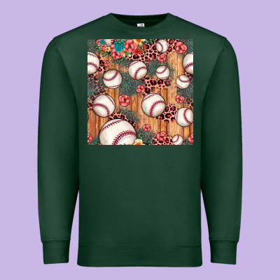 Baseball Leopard Seamless Pattern Premium Sweatshirt Designed By Jahusdesignshop