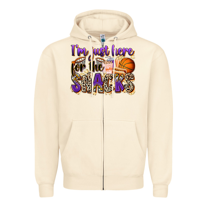 I'm Just Here For The Snacks Basketball Zipper Hoodie by Zillion Design Studio | Teevron