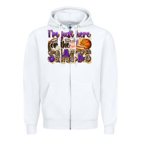 White i'm just here for the snacks basketball Zipper Hoodie - Zillion Design Studio
