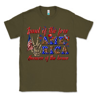 Army Green land of the free america because of the brave Classic Tee - texasbilliewilder