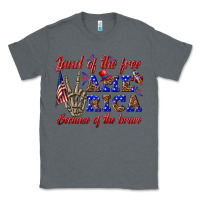 Charcoal Heather land of the free america because of the brave Classic Tee - texasbilliewilder