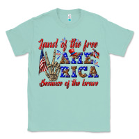Seafoam land of the free america because of the brave Classic Tee - texasbilliewilder