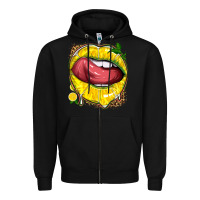 Black lemon lips with leopard Zipper Hoodie - texasbilliewilder