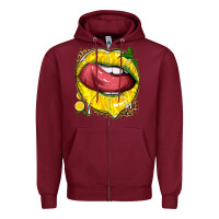 Burgundy lemon lips with leopard Zipper Hoodie - texasbilliewilder