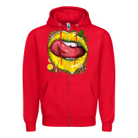Red lemon lips with leopard Zipper Hoodie - texasbilliewilder