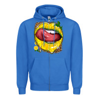 True Royal lemon lips with leopard Zipper Hoodie - texasbilliewilder