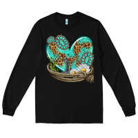 Black turquoise western heart with horseshoe Long Sleeve Tee - texasbilliewilder