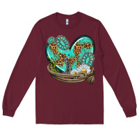 Burgundy turquoise western heart with horseshoe Long Sleeve Tee - texasbilliewilder