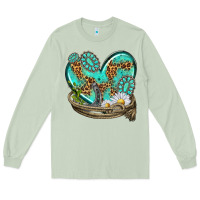 Matcha turquoise western heart with horseshoe Long Sleeve Tee - texasbilliewilder