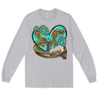 Moon Dust turquoise western heart with horseshoe Long Sleeve Tee - texasbilliewilder