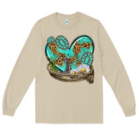 Mushroom turquoise western heart with horseshoe Long Sleeve Tee - texasbilliewilder