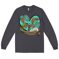 Smoke turquoise western heart with horseshoe Long Sleeve Tee - texasbilliewilder