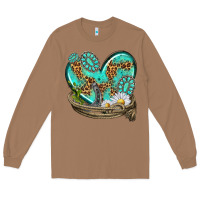 Toasted Coconut turquoise western heart with horseshoe Long Sleeve Tee - texasbilliewilder