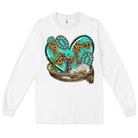 White turquoise western heart with horseshoe Long Sleeve Tee - texasbilliewilder