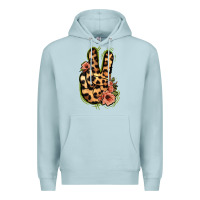 Blue Mist Leopard Floral Peace Sign Premium Hoodie - Jasminsmagicworld