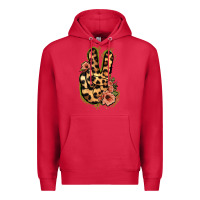 Cardinal Leopard Floral Peace Sign Premium Hoodie - Jasminsmagicworld