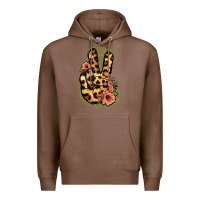 Chestnut Leopard Floral Peace Sign Premium Hoodie - Jasminsmagicworld