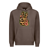 Coffee Leopard Floral Peace Sign Premium Hoodie - Jasminsmagicworld