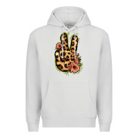 Dove Grey Leopard Floral Peace Sign Premium Hoodie - Jasminsmagicworld
