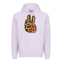 Lilac Leopard Floral Peace Sign Premium Hoodie - Jasminsmagicworld