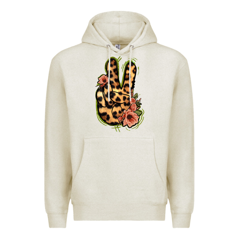 Leopard Floral Peace Sign Premium Hoodie by Jasminsmagicworld | Teevron