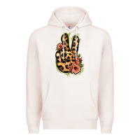 Pale Pink Leopard Floral Peace Sign Premium Hoodie - Jasminsmagicworld