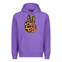 Purple Leopard Floral Peace Sign Premium Hoodie - Jasminsmagicworld