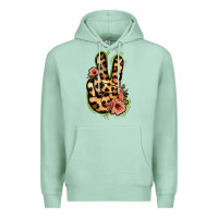 Seafoam Leopard Floral Peace Sign Premium Hoodie - Jasminsmagicworld