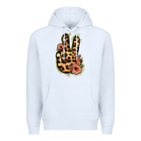 White Leopard Floral Peace Sign Premium Hoodie - Jasminsmagicworld