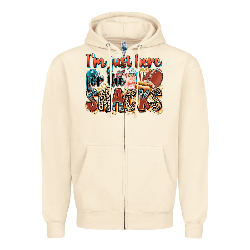 I'm Just Here For The Snacks American Football Zipper Hoodie by Zillion Design Studio | Teevron