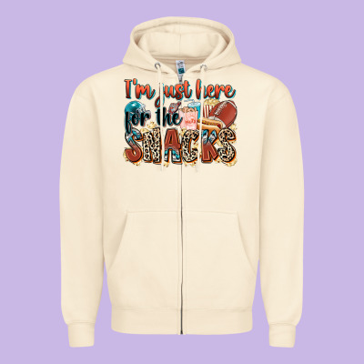 I'm Just Here For The Snacks American Football Zipper Hoodie Designed By Zillion Design Studio