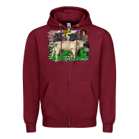 Burgundy charolais bull black angus cattle and bull with barnyard and cowhide Zipper Hoodie - RanaPortraitStore