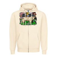 Sandshell charolais bull black angus cattle and bull with barnyard and cowhide Zipper Hoodie - RanaPortraitStore