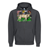 Smoke charolais bull black angus cattle and bull with barnyard and cowhide Zipper Hoodie - RanaPortraitStore