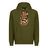 Army Green Pink Glitter Leopard Peace Sign Premium Hoodie - Jasminsmagicworld