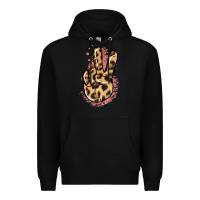 Black Pink Glitter Leopard Peace Sign Premium Hoodie - Jasminsmagicworld