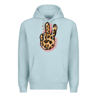 Blue Mist Pink Glitter Leopard Peace Sign Premium Hoodie - Jasminsmagicworld