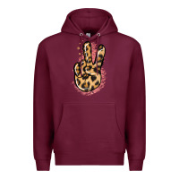 Burgundy Pink Glitter Leopard Peace Sign Premium Hoodie - Jasminsmagicworld