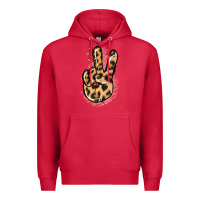 Cardinal Pink Glitter Leopard Peace Sign Premium Hoodie - Jasminsmagicworld