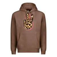Chestnut Pink Glitter Leopard Peace Sign Premium Hoodie - Jasminsmagicworld