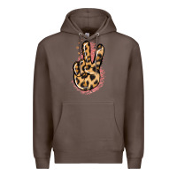 Coffee Pink Glitter Leopard Peace Sign Premium Hoodie - Jasminsmagicworld