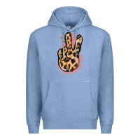 Colony Blue Pink Glitter Leopard Peace Sign Premium Hoodie - Jasminsmagicworld