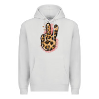 Dove Grey Pink Glitter Leopard Peace Sign Premium Hoodie - Jasminsmagicworld