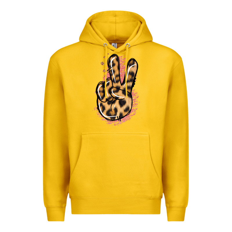 Pink Glitter Leopard Peace Sign Premium Hoodie by Jasminsmagicworld | Teevron