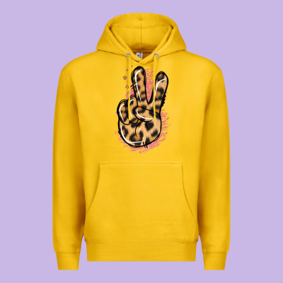 Pink Glitter Leopard Peace Sign Premium Hoodie Designed By Jasminsmagicworld