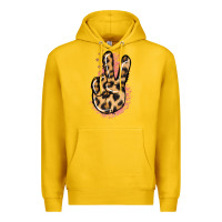 Lemon Pink Glitter Leopard Peace Sign Premium Hoodie - Jasminsmagicworld