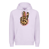 Lilac Pink Glitter Leopard Peace Sign Premium Hoodie - Jasminsmagicworld