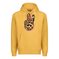 Mustard Pink Glitter Leopard Peace Sign Premium Hoodie - Jasminsmagicworld
